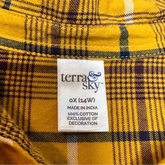 Terra & Sky Ochre Harvest Plaid Button Down Shirt - Picture 3 of 8